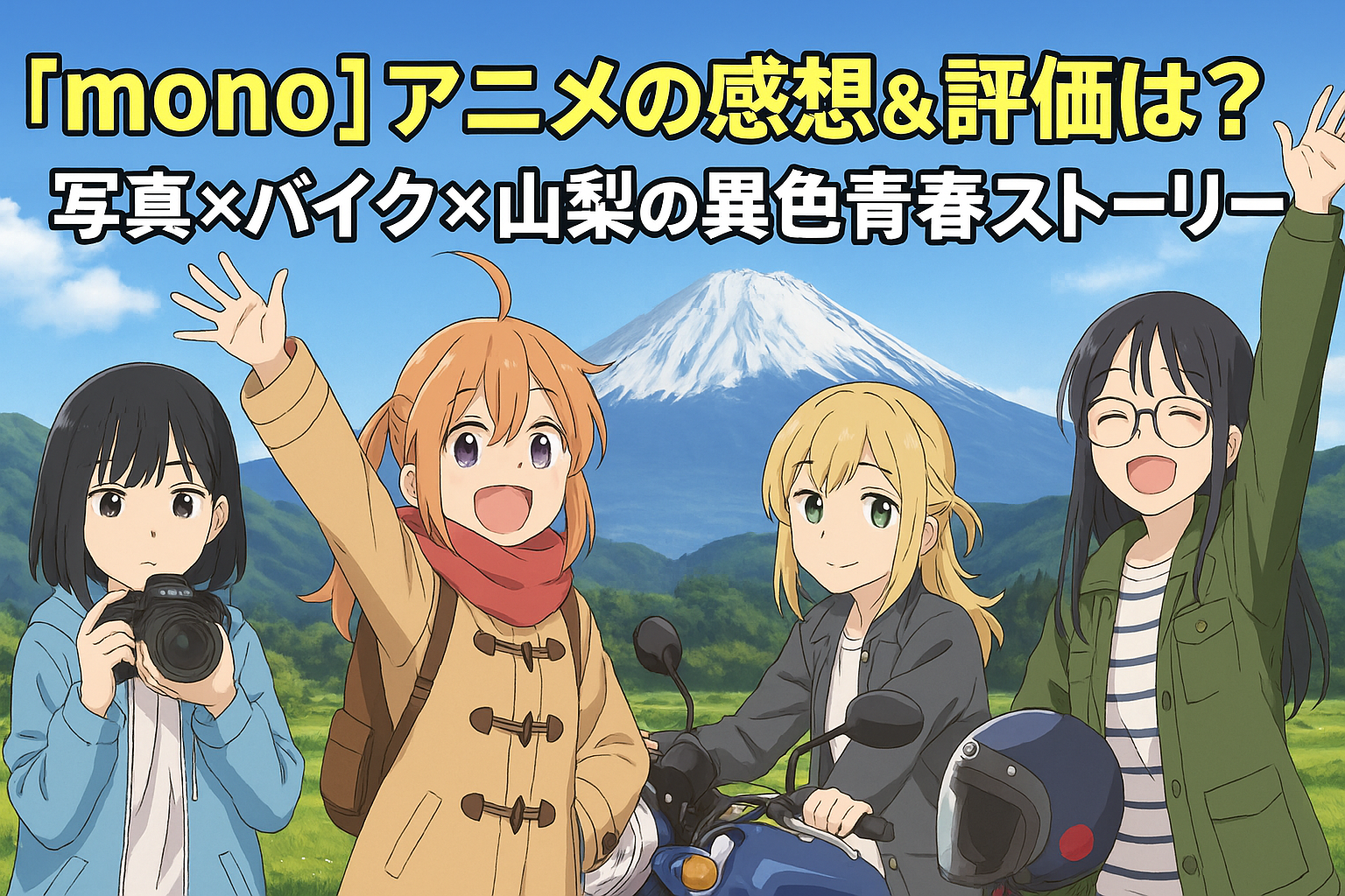 アニメ『mono』感想と評価｜写真×バイク×山梨の青春体験！